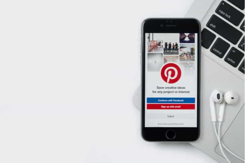 phone logged into Pinterest 