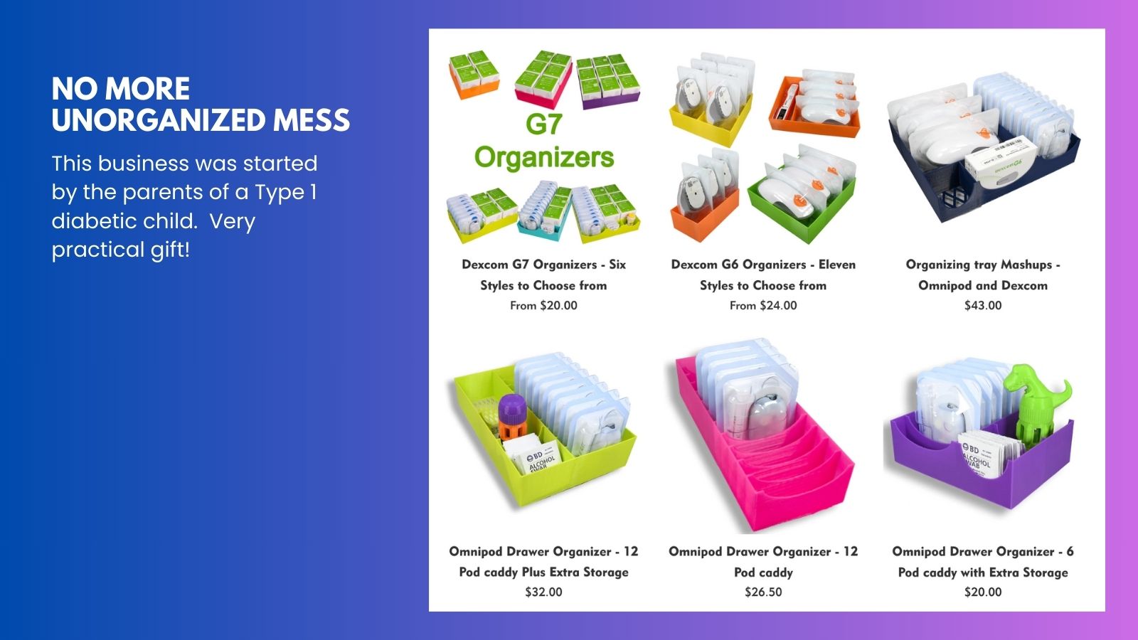 Image showing a product catalog of diabetes supplies organizers