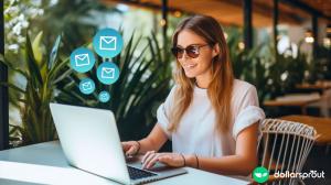 woman on laptop creating a cold email campaign