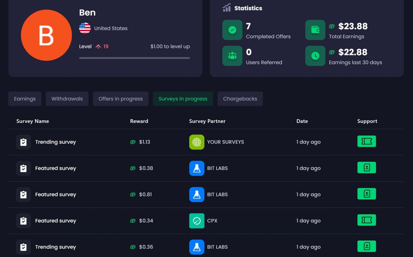 list of surveys i completed on freecash