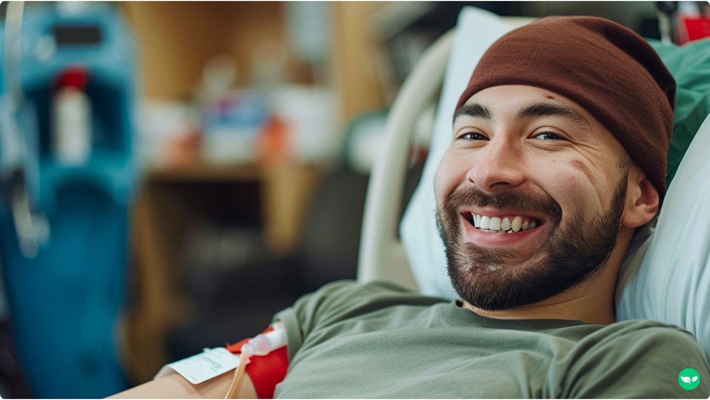 man donating plasma for money