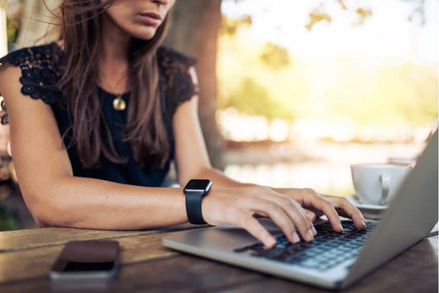 Woman researching virtual assistant services