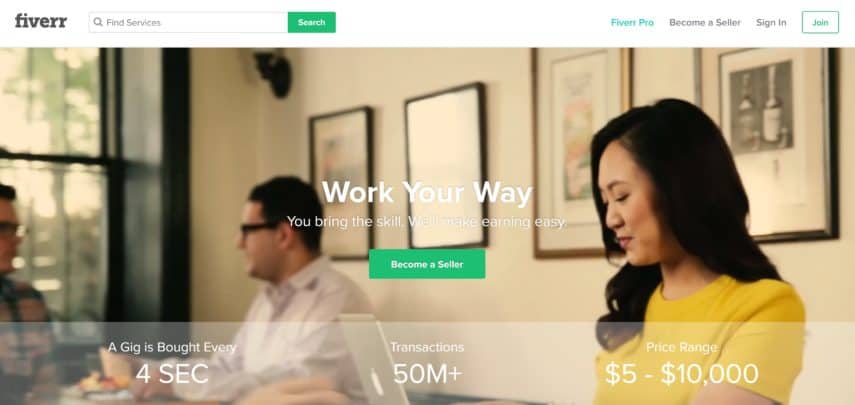Fiverr homepage