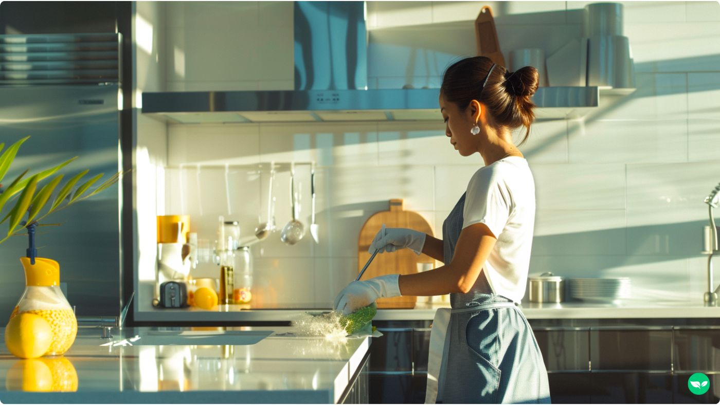 woman offering a mobile house cleaning service