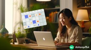A social media manager reviewing a content schedule on her laptop.