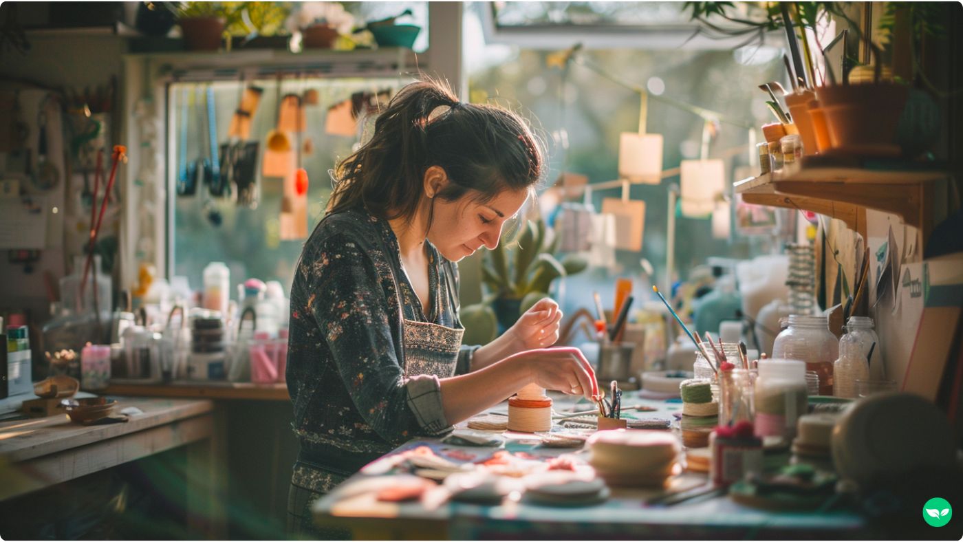 woman making and selling crafts to make some extra money this summer