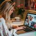 A woman on her laptop looking at Pinterest
