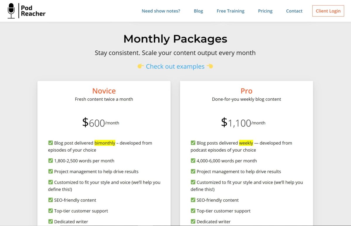 pod reacher monthly pricing