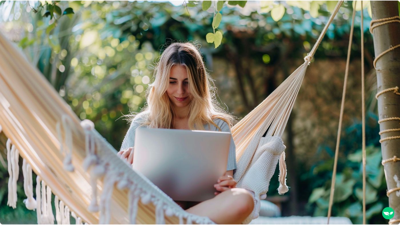 female social media manager working remotely