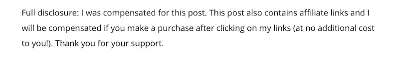 Sponsored Post Disclosure