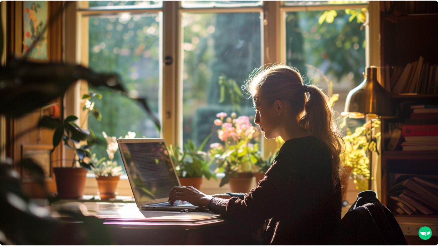 woman working remotely as a virtual assistant