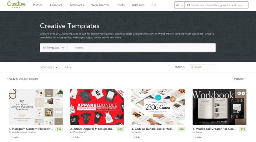 templates screenshot