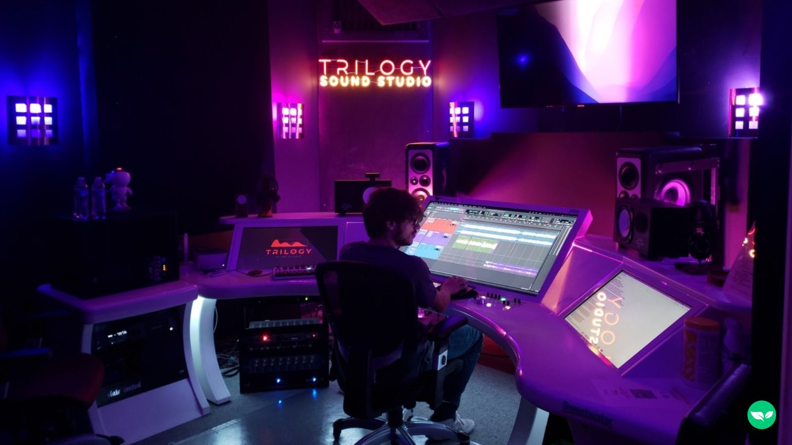 A Custom Neon sign at Trilogy Sound Studio.