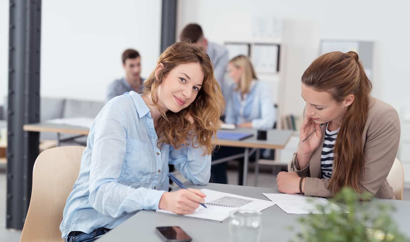 two women meeting