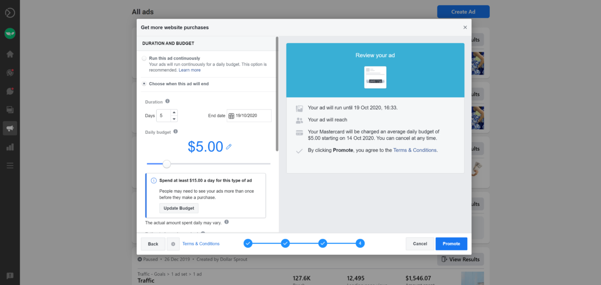 flexible ad budget options with Facebook Ads