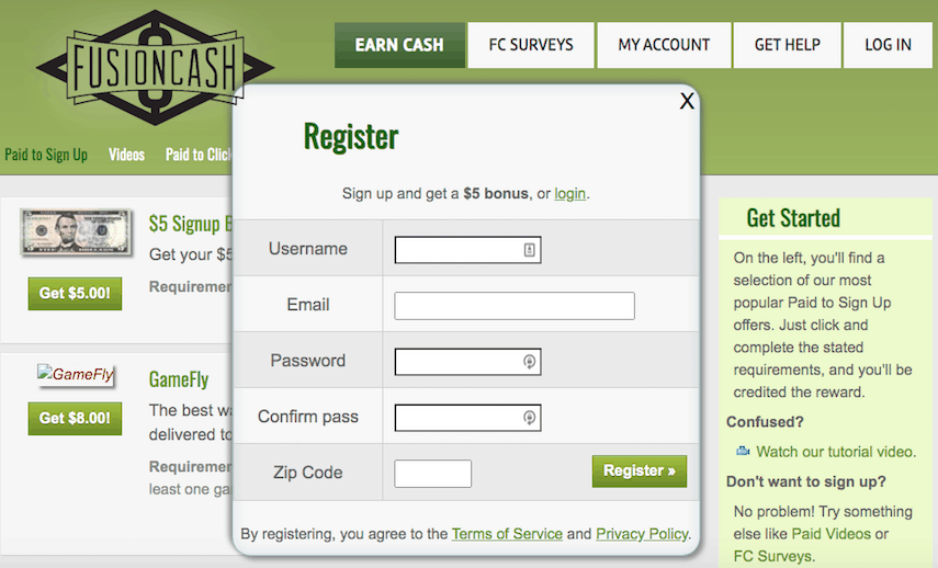 FusionCash Homepage