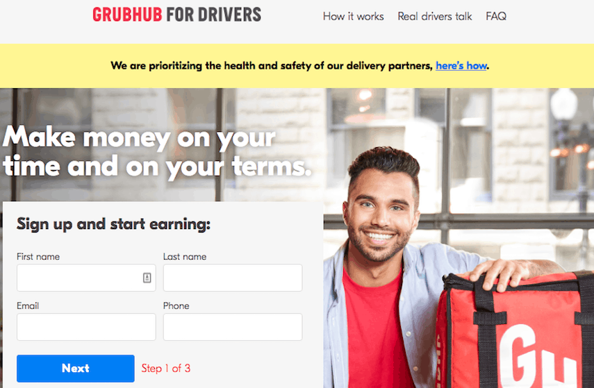 GrubHub Homepage