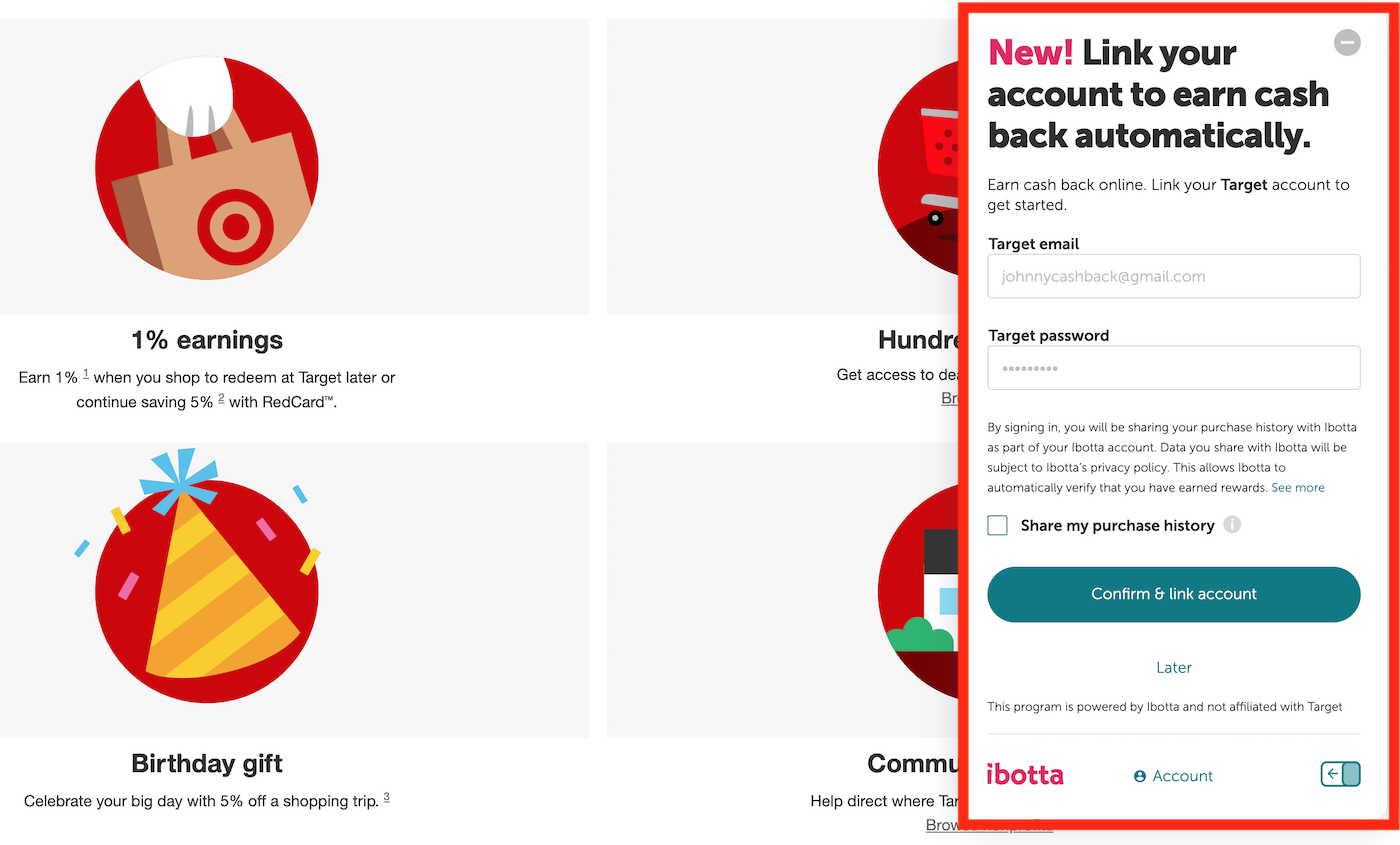 Ibotta Target Circle Account Linking